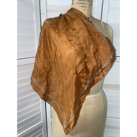 Cacharel For Glentex 100% Silk Square Scarf Japan Vintage Burnt Orange 1970's - Picture 1 of 8